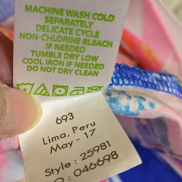 Lilly Pulitzer Blue & Pink Abstract Floral 100% Cotton Short Sleeve Dress - M - Picture 9 of 9